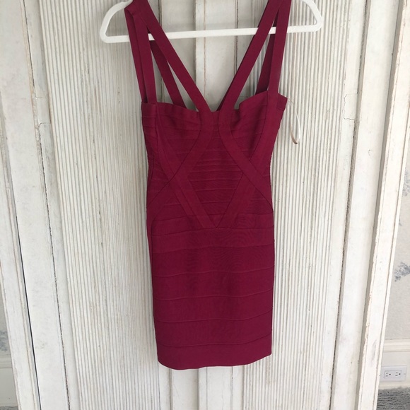 Herve leger red bodycon bandage mini dress - Picture 2 of 6
